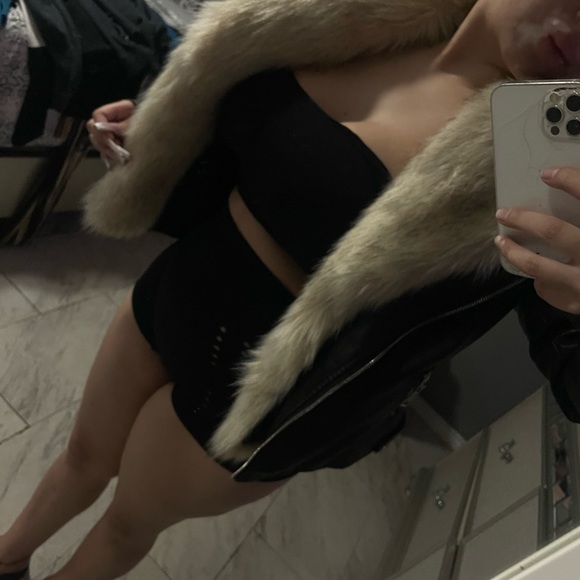 Black leather fur jacket - Picture 3 of 5